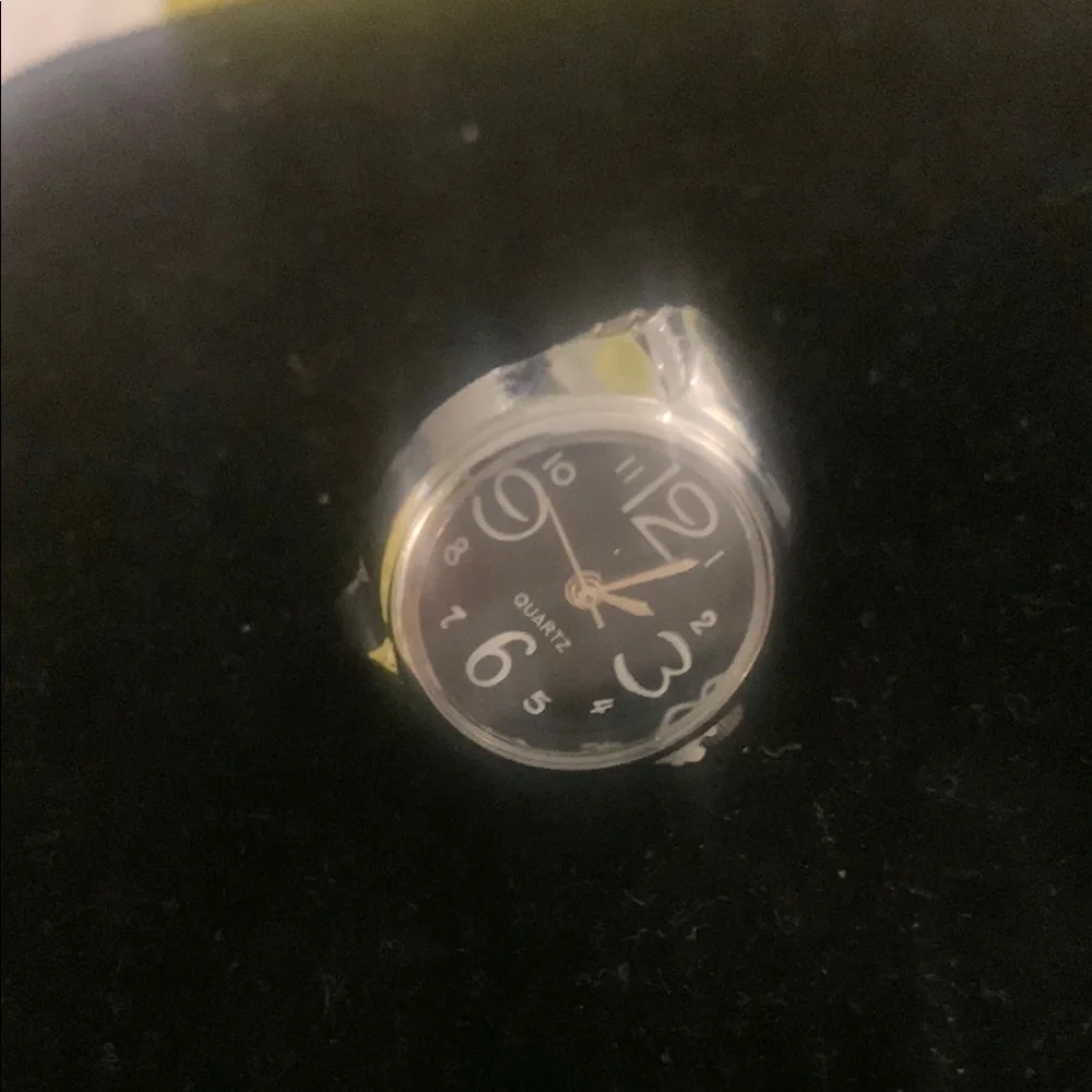 Silver Watch with Black Dial